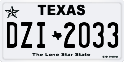 TX license plate DZI2033