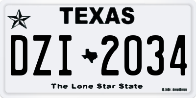 TX license plate DZI2034