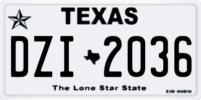 TX license plate DZI2036