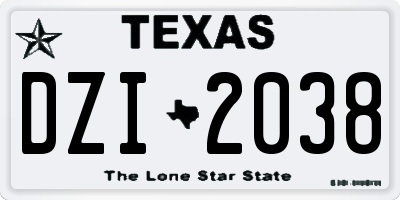 TX license plate DZI2038