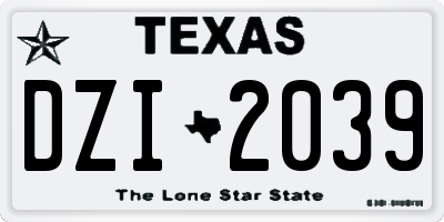 TX license plate DZI2039