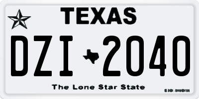 TX license plate DZI2040