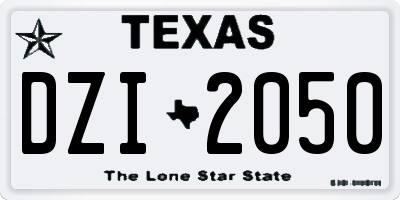TX license plate DZI2050