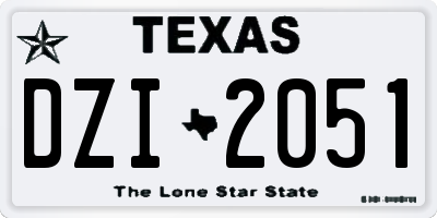 TX license plate DZI2051