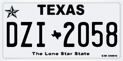 TX license plate DZI2058