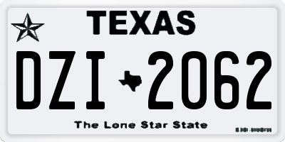 TX license plate DZI2062
