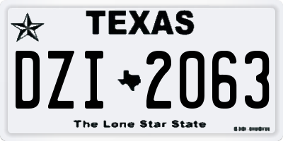 TX license plate DZI2063