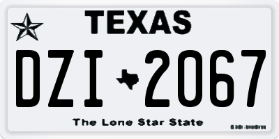 TX license plate DZI2067