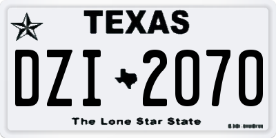 TX license plate DZI2070