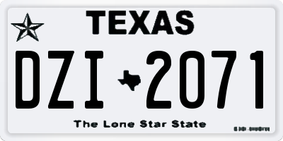 TX license plate DZI2071