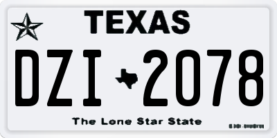 TX license plate DZI2078