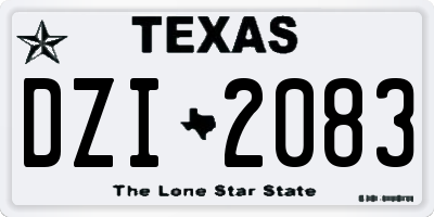 TX license plate DZI2083