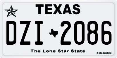 TX license plate DZI2086