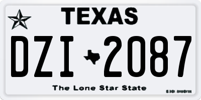 TX license plate DZI2087