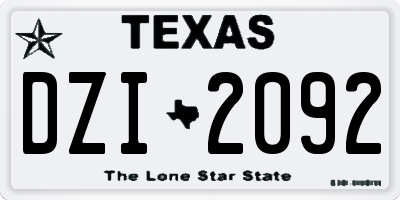 TX license plate DZI2092