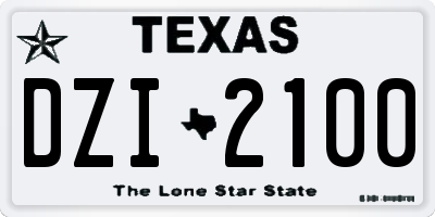 TX license plate DZI2100