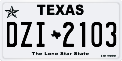TX license plate DZI2103