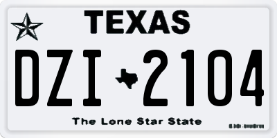 TX license plate DZI2104