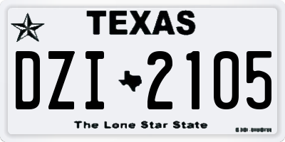 TX license plate DZI2105