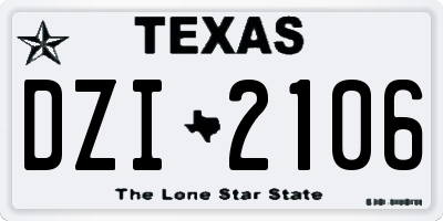 TX license plate DZI2106