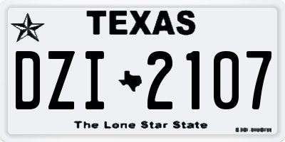TX license plate DZI2107