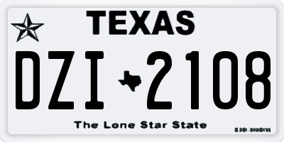 TX license plate DZI2108