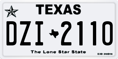 TX license plate DZI2110