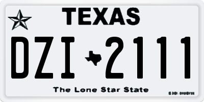 TX license plate DZI2111