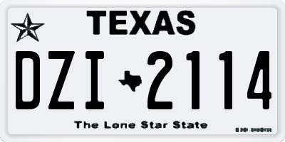 TX license plate DZI2114
