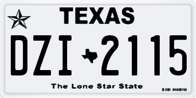 TX license plate DZI2115