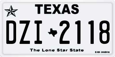 TX license plate DZI2118