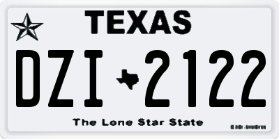 TX license plate DZI2122