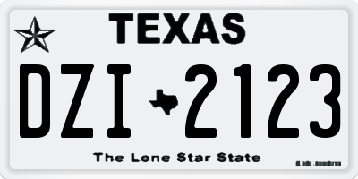 TX license plate DZI2123