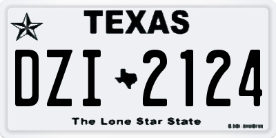TX license plate DZI2124