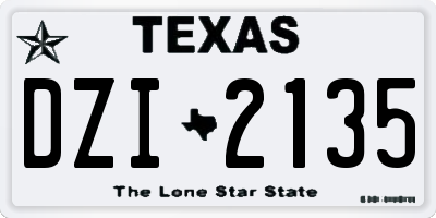 TX license plate DZI2135