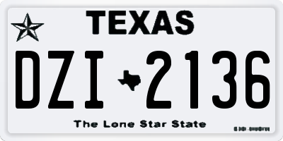 TX license plate DZI2136
