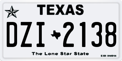 TX license plate DZI2138