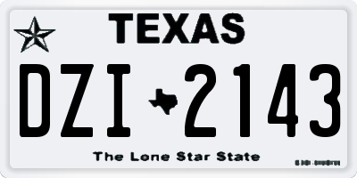 TX license plate DZI2143