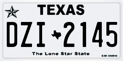 TX license plate DZI2145