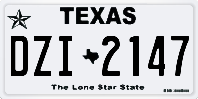 TX license plate DZI2147