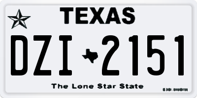 TX license plate DZI2151