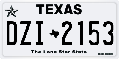 TX license plate DZI2153