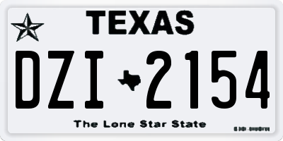 TX license plate DZI2154