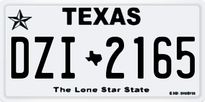 TX license plate DZI2165
