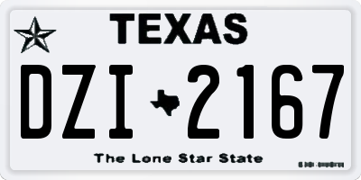TX license plate DZI2167