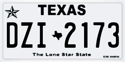 TX license plate DZI2173