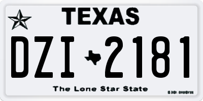 TX license plate DZI2181