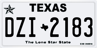 TX license plate DZI2183