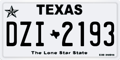 TX license plate DZI2193