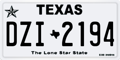TX license plate DZI2194